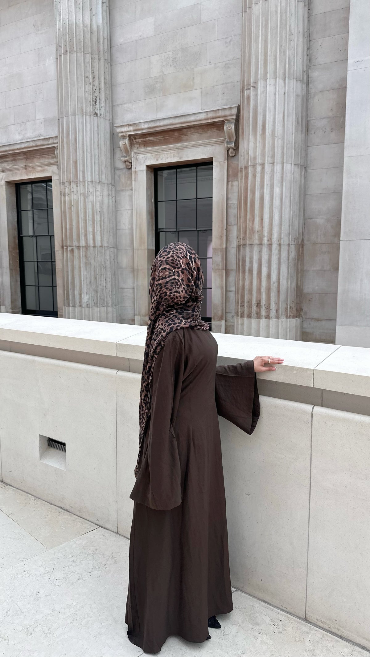 Modal Tie Back Abaya - Brown