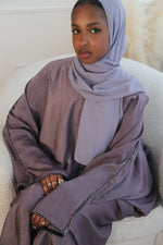 Load image into Gallery viewer, Lavendar Luxury Batwing Open Abaya
