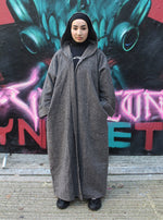 Load image into Gallery viewer, Hooded Blended Grey Abaya Coat
