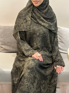 Printed Chiffon Abaya Set (Closed) - Green
