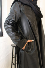 Load image into Gallery viewer, Leather Trench Coat - Black
