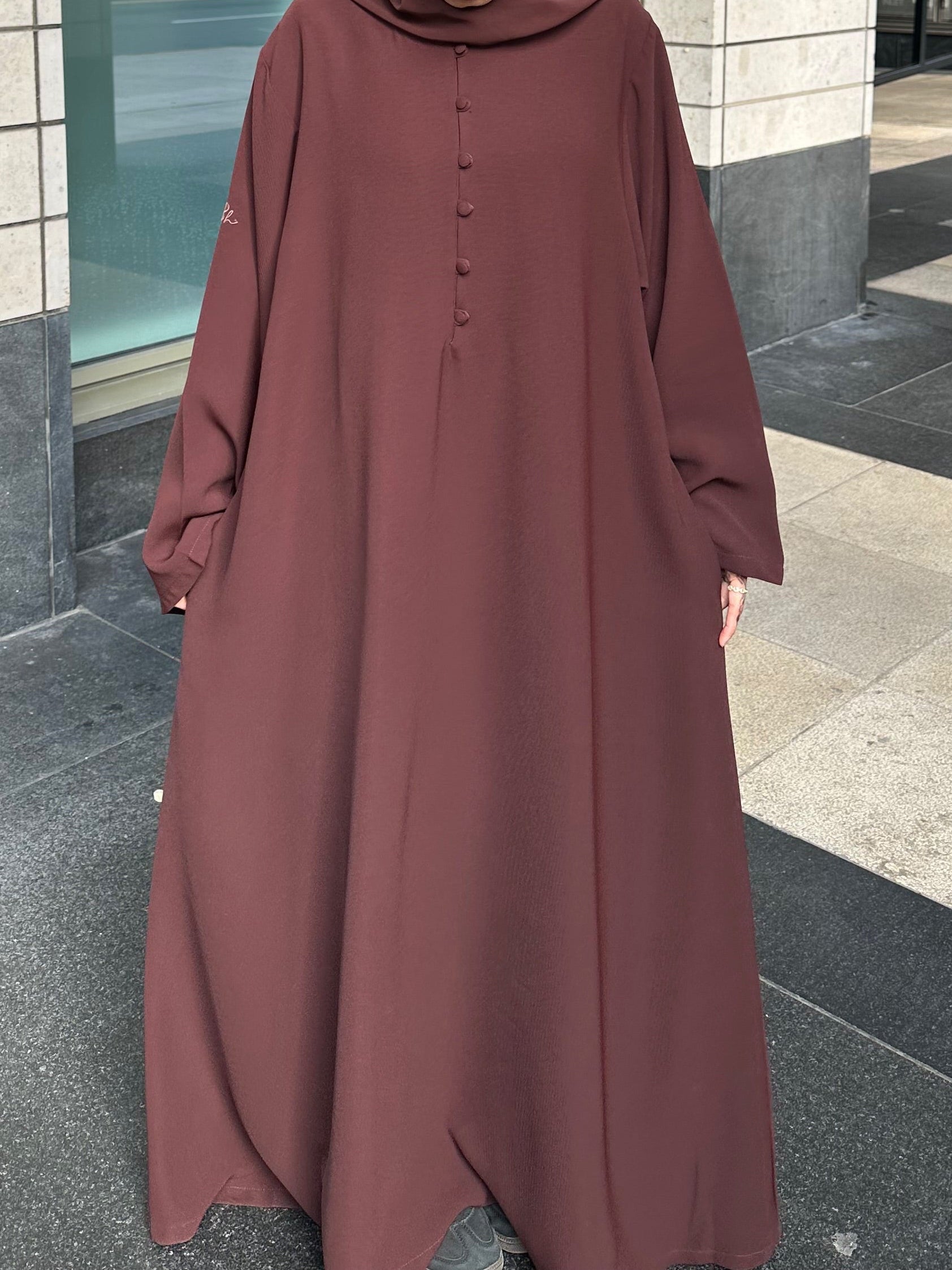 Brown Button abaya