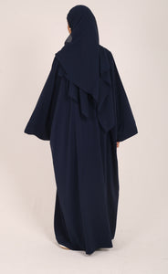 Navy Dubai Fabric Closed Abaya with Zip