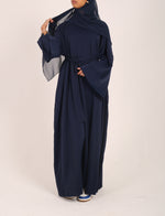 Load image into Gallery viewer, Navy Dubai Fabric Closed Abaya with Zip
