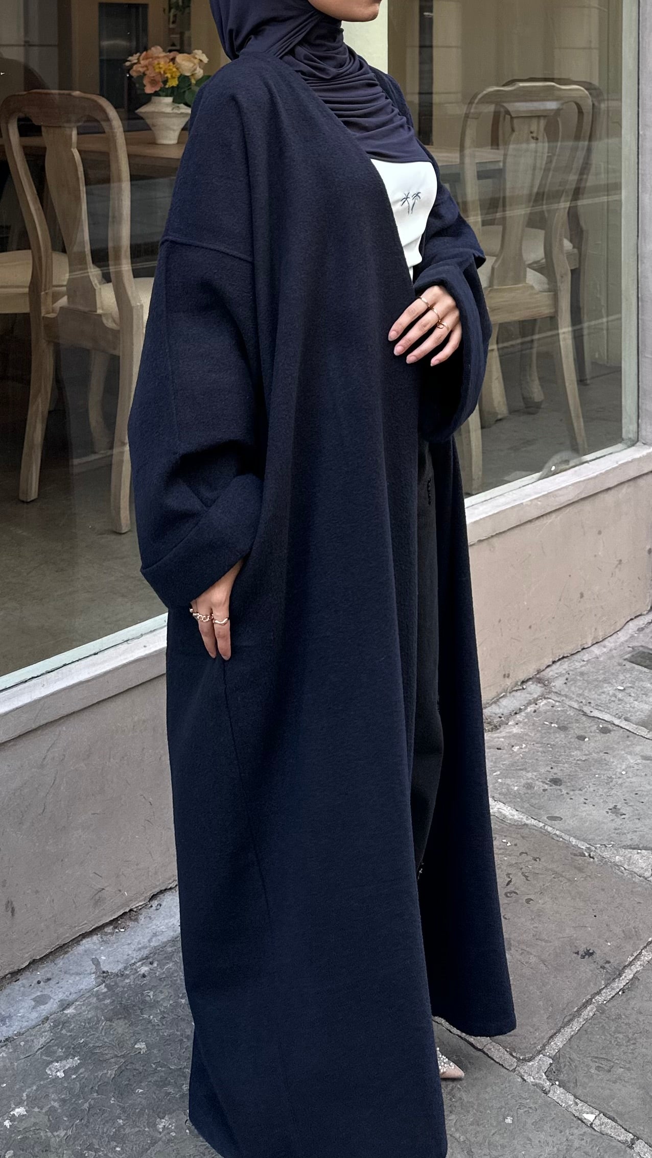 Blended Navy Abaya Coat
