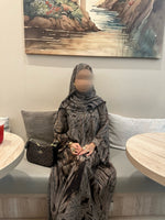 Load image into Gallery viewer, Printed Chiffon Abaya Set (Closed) - Mocha/Brown
