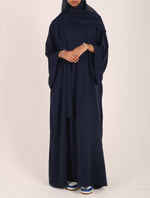 Load image into Gallery viewer, Navy Dubai Fabric Closed Abaya with Zip
