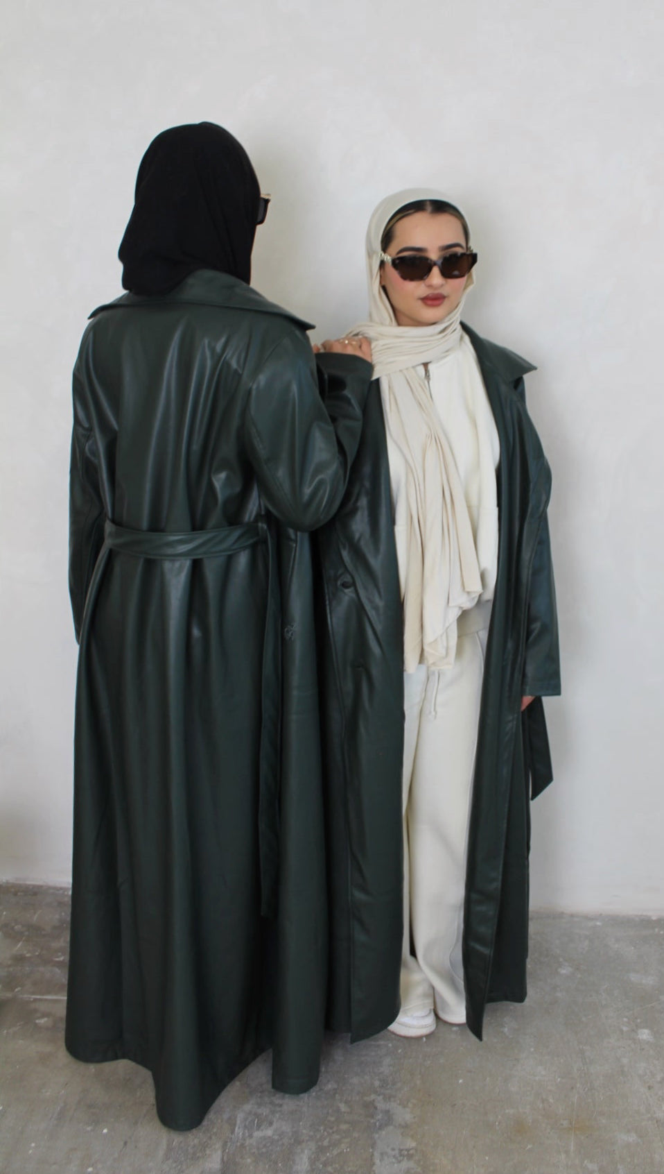 Khaki Leather Trench Coat