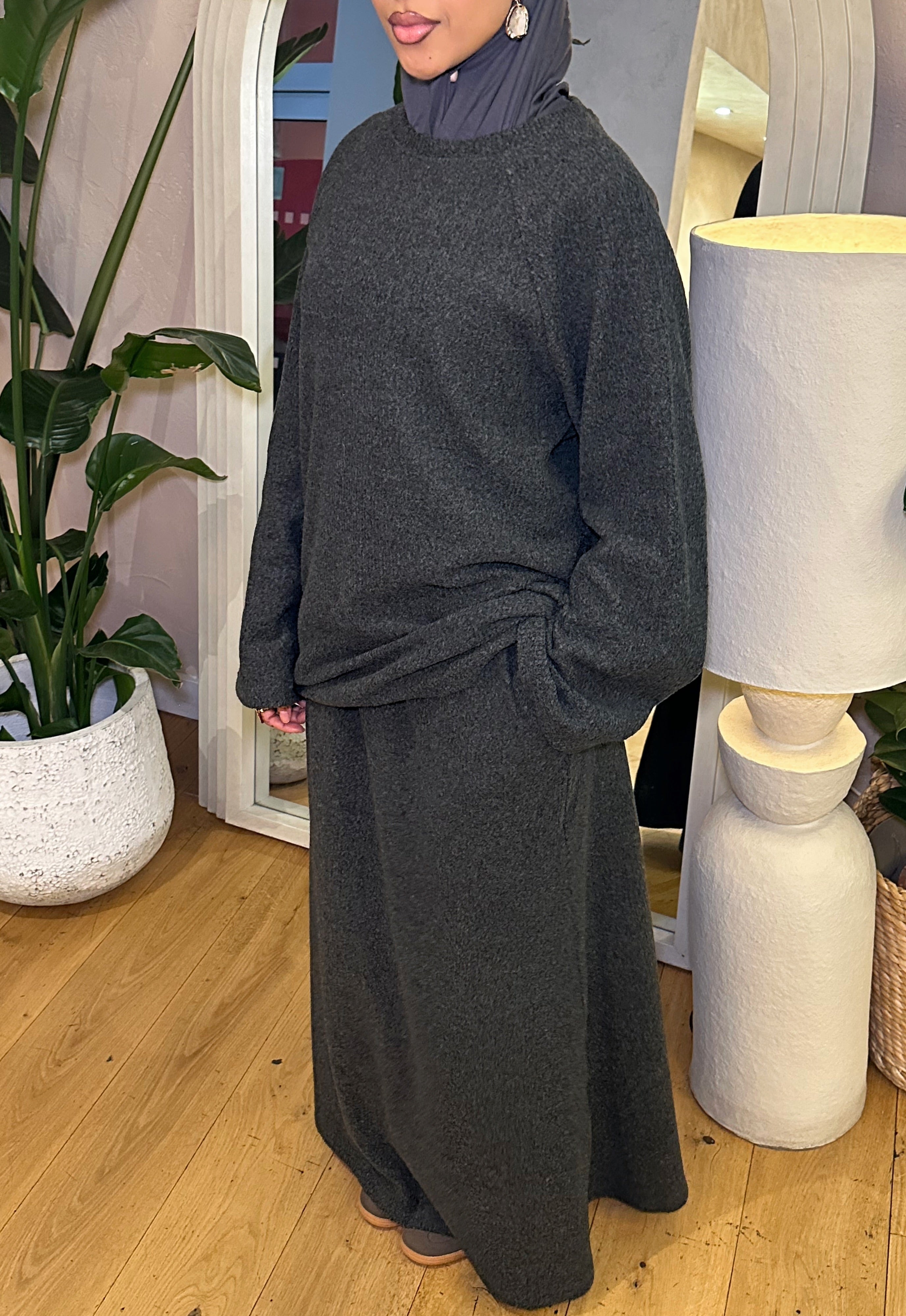 Corduroy Two Piece Set – Dark Grey