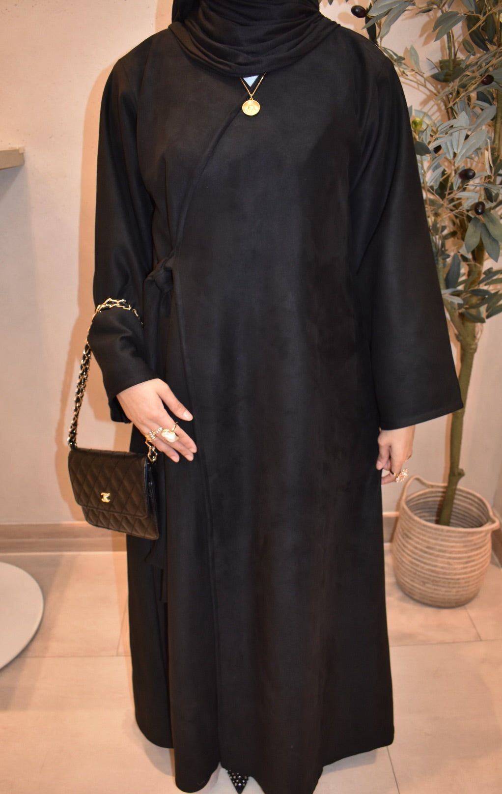 Black Suede abaya