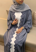 Load image into Gallery viewer, Lace Abaya Set - Grey
