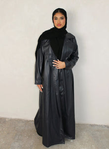 Leather Trench Coat - Black