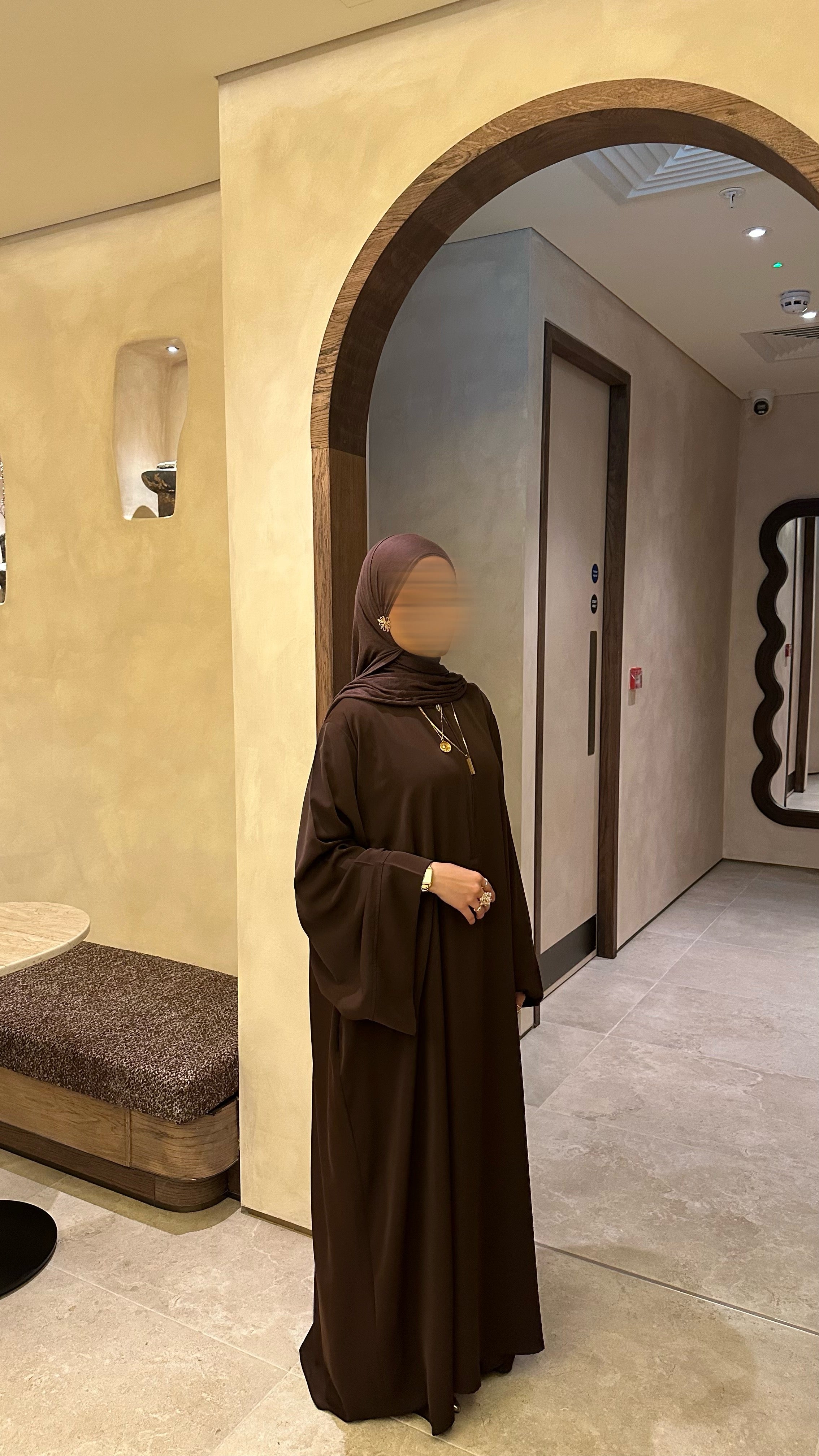 Brown Nursing-Friendly Abaya with Zip