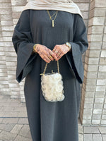 Load image into Gallery viewer, Dark Grey Ribbed Abaya
