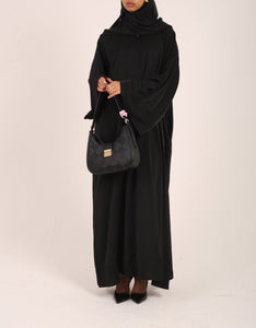 Black Dubai Fabric Closed Abaya with Zip