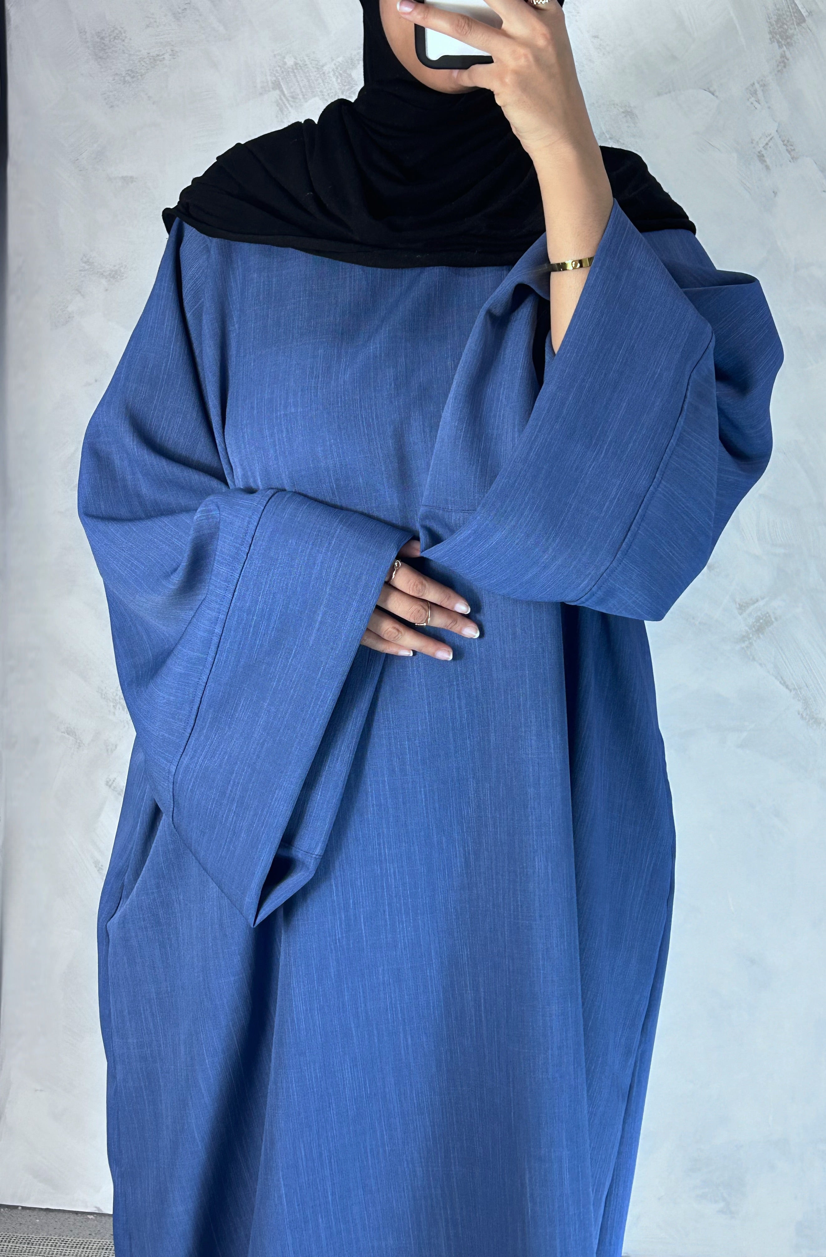 Medium blue Wide sleeve Abaya