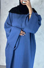 Load image into Gallery viewer, Medium blue Wide sleeve Abaya
