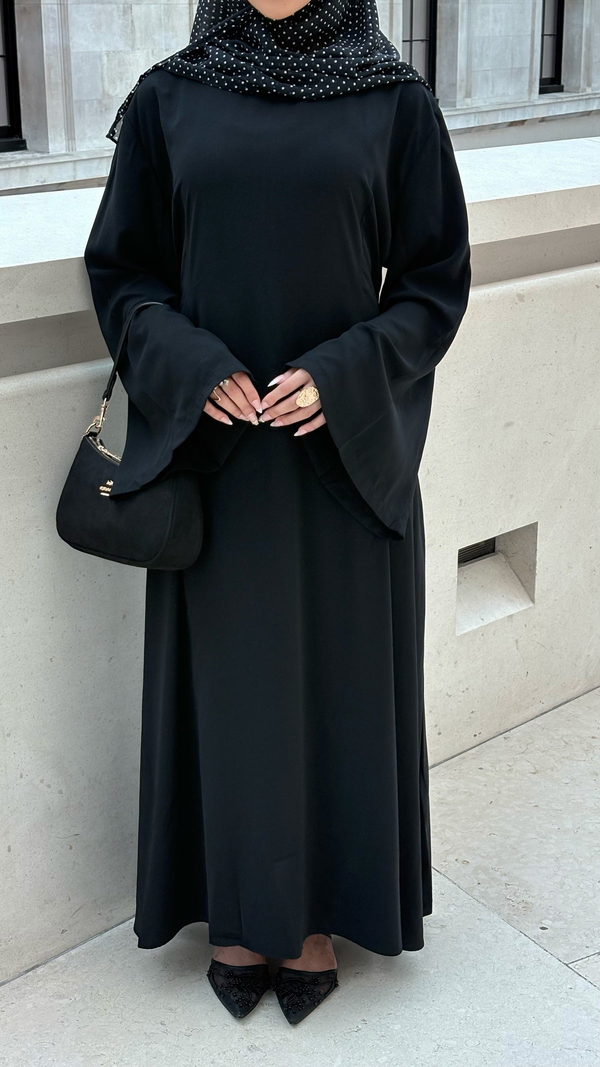 Crepe Tie Back Abaya - Black