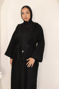 Hooded Black Felt Abaya Coat