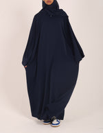 Load image into Gallery viewer, Navy Dubai Fabric Closed Abaya with Zip
