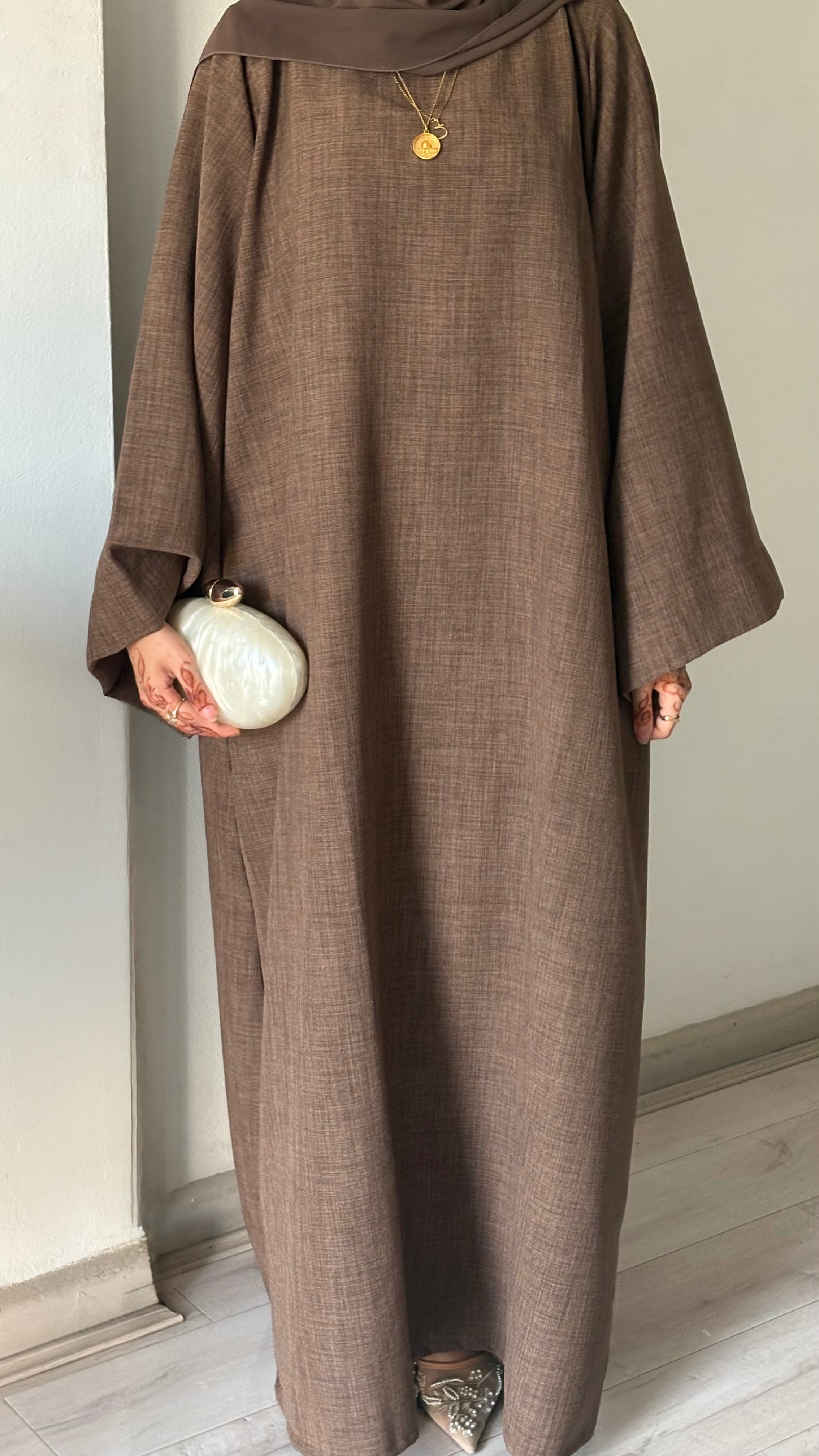 Brown Linen Look Abaya
