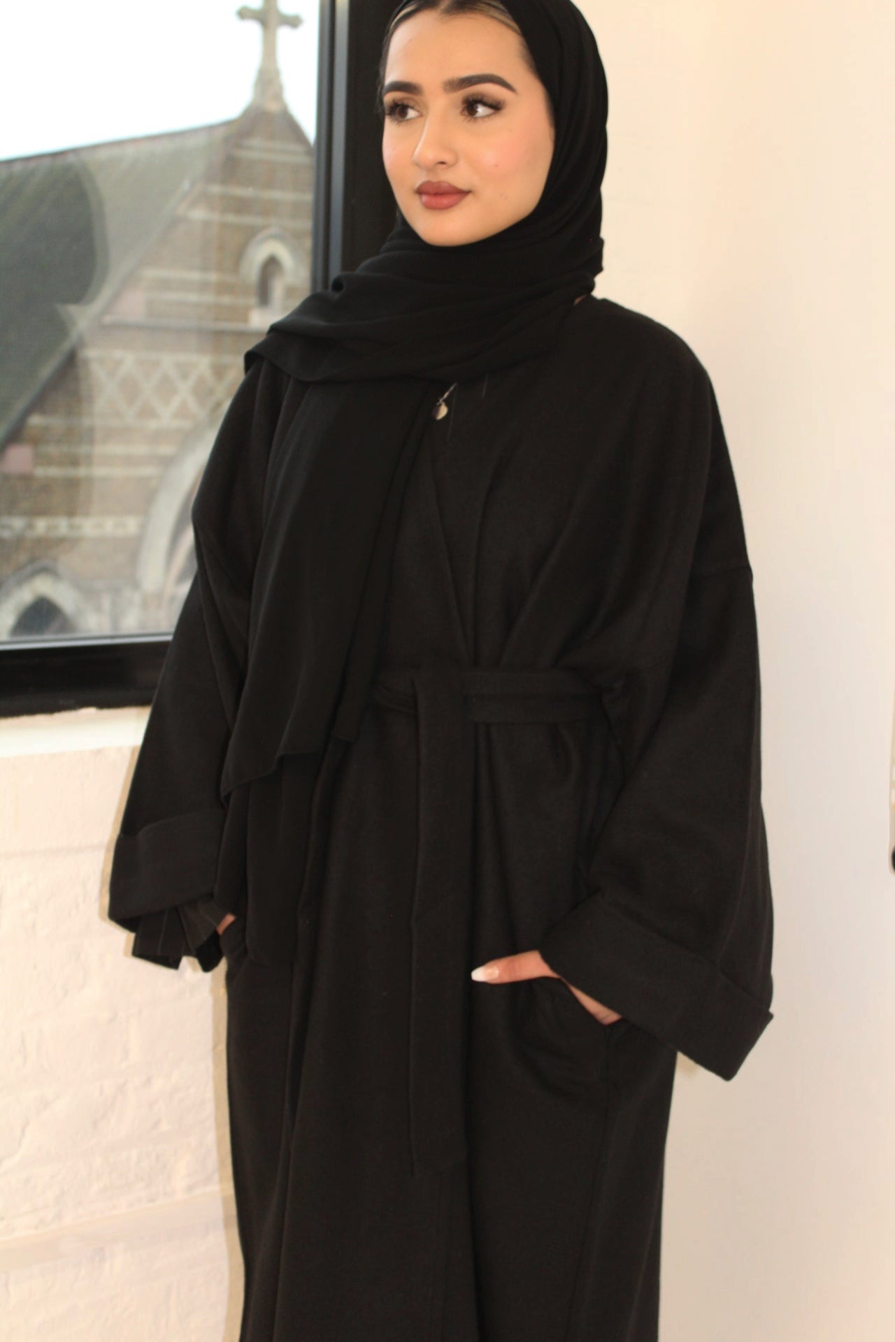 Felt Abaya coat - Black