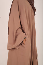 Load image into Gallery viewer, Mocha Dubai Fabric Closed Abaya with Zip
