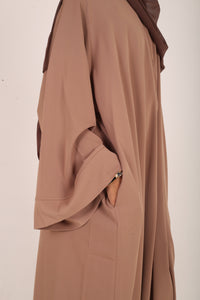 Mocha Dubai Fabric Closed Abaya with Zip