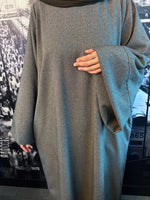 Load image into Gallery viewer, Dark Grey/Black print abaya
