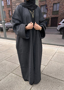 Blended Abaya coat - Charcoal Black