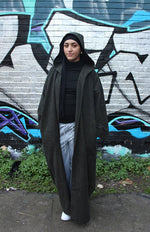 Load image into Gallery viewer, Hooded Blended Green Abaya Coat
