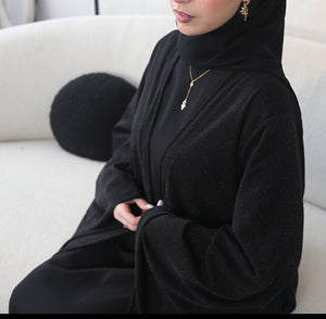 Black Sparkle Open Abaya