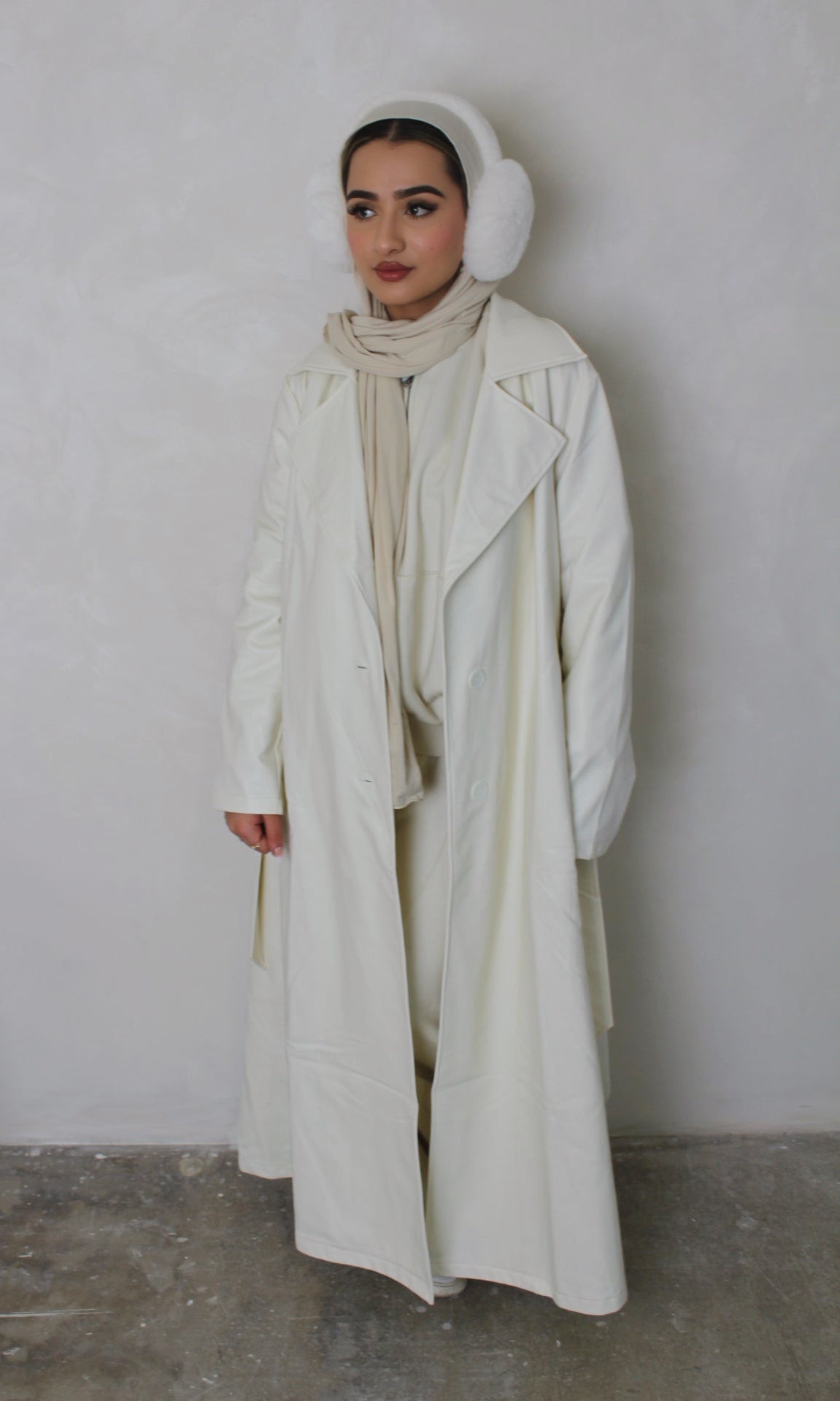 Off White Leather Trench Coat