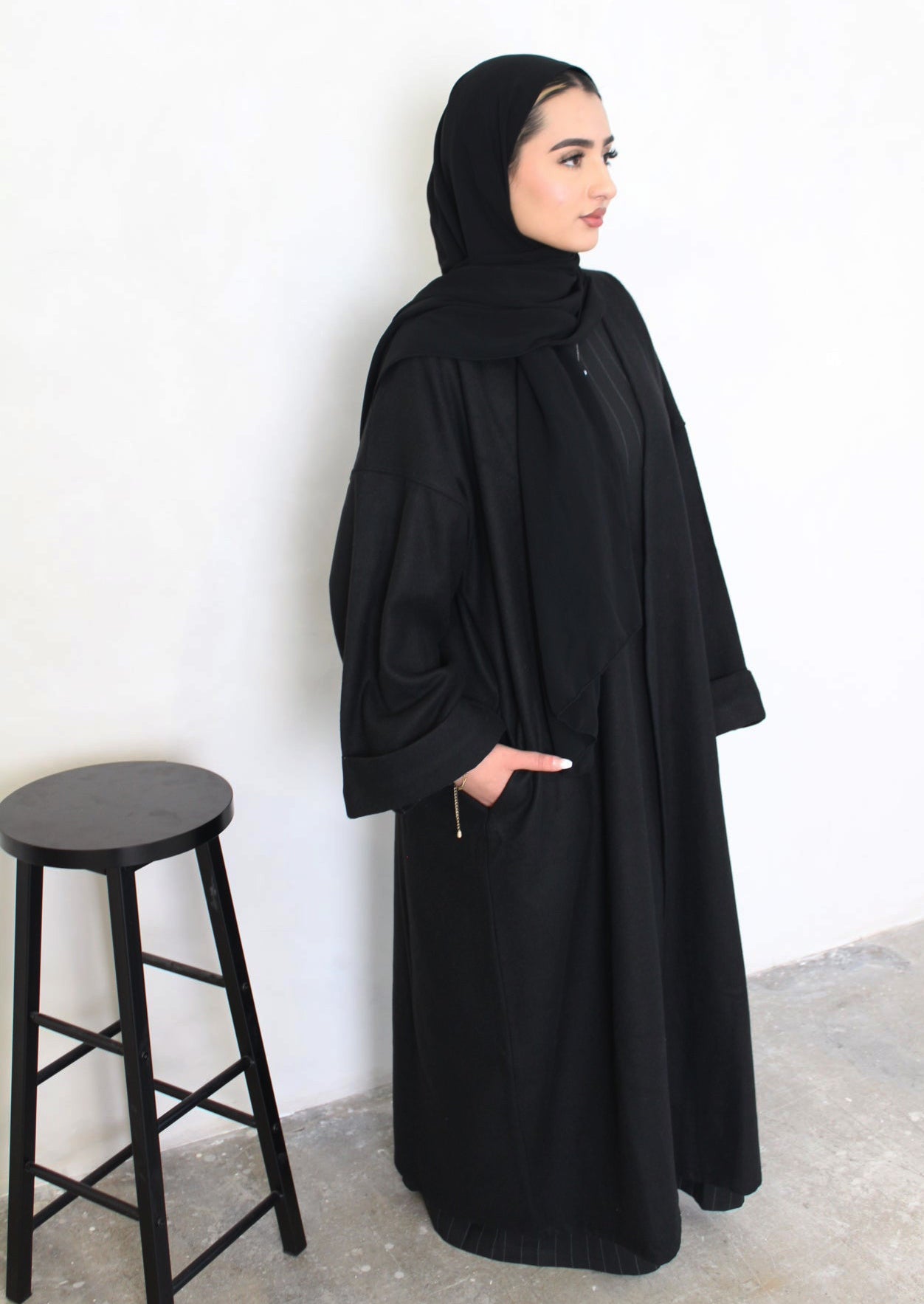 Felt Abaya coat - Black