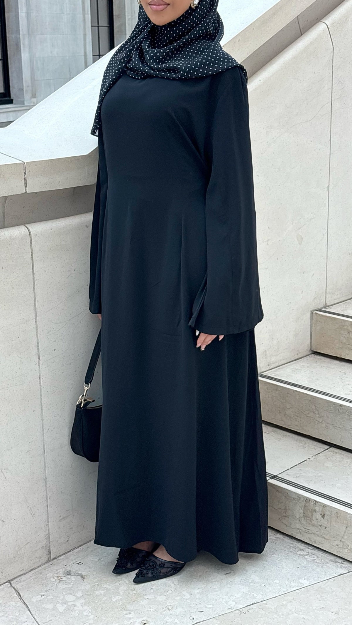 Crepe Tie Back Abaya - Black