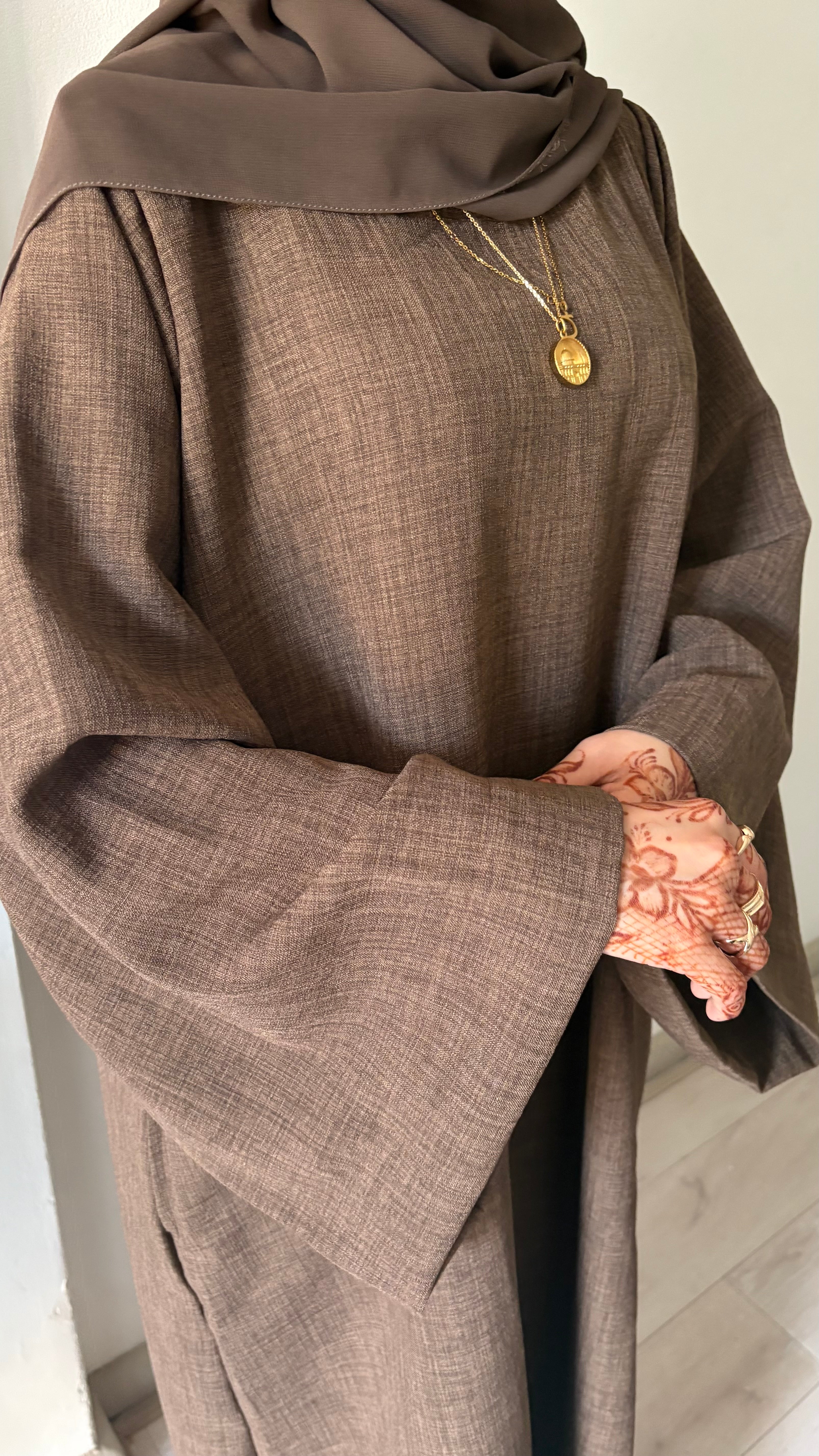 Brown Linen Look Abaya (custom made)