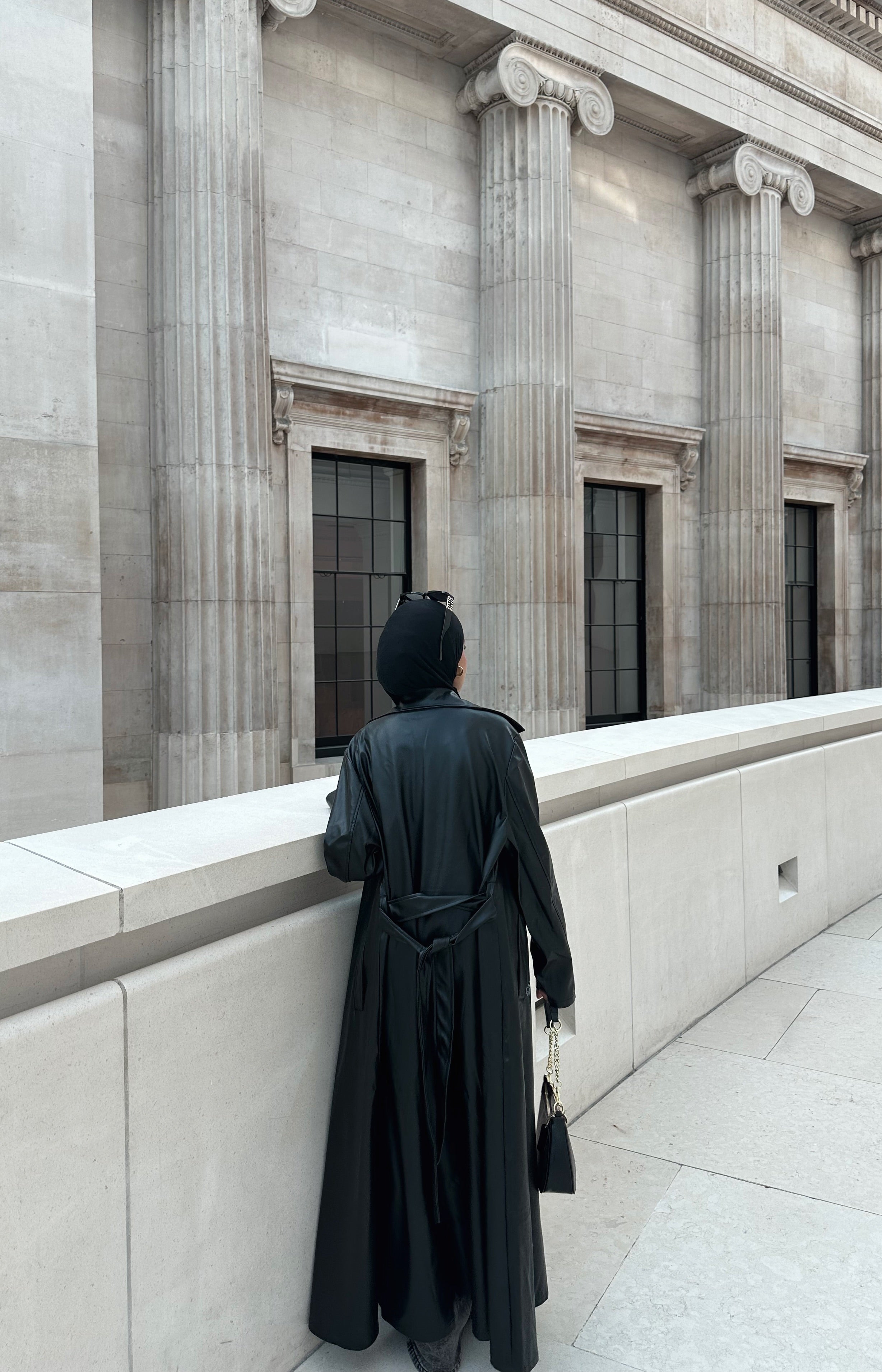Leather Trench Coat - Black