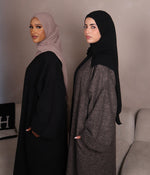 Load image into Gallery viewer, Blended Grey Open Abaya coat
