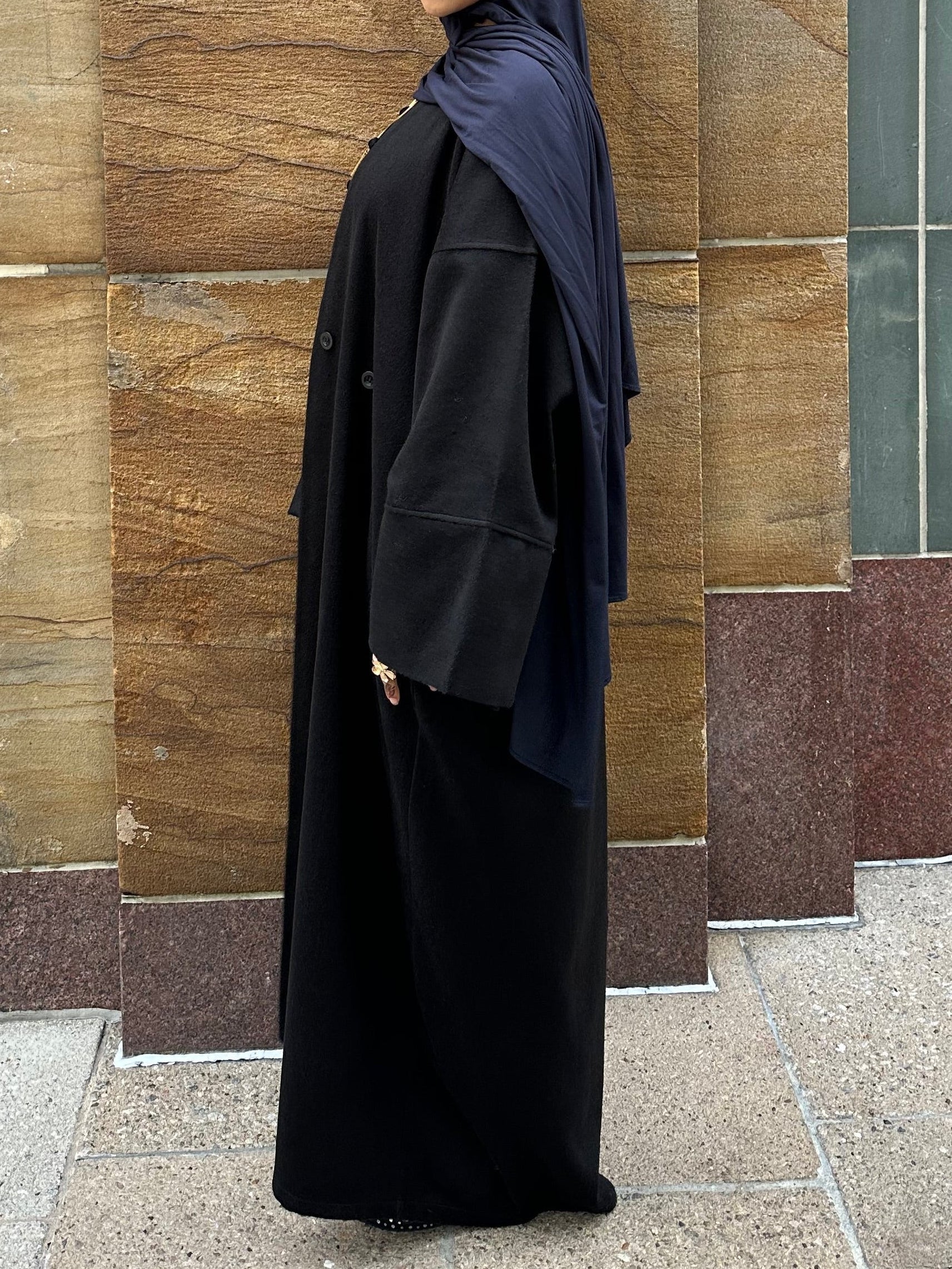Black Cotton Abaya Coat
