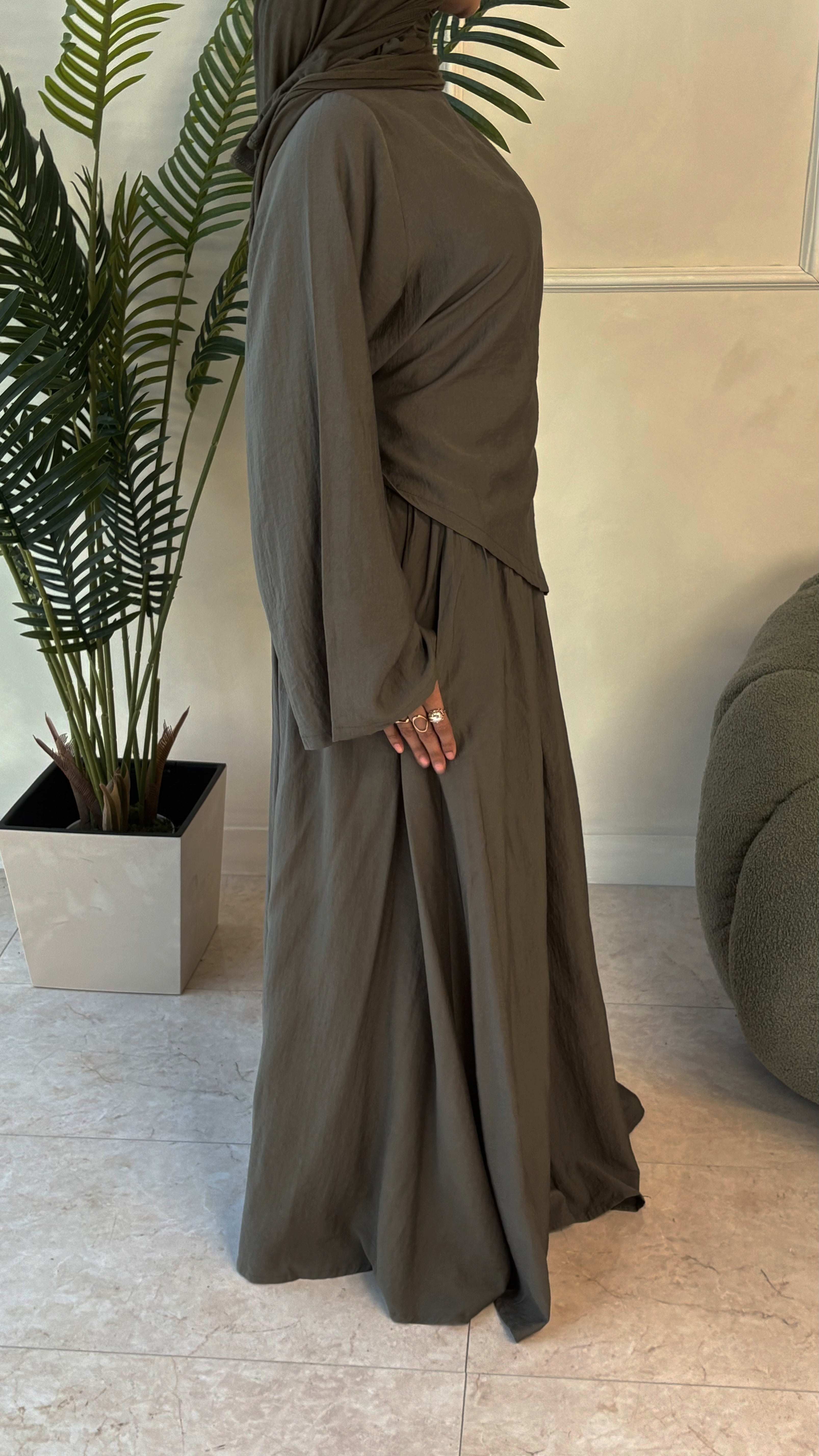 Asymmetrical top and skirt Coord set - Green