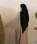 Load image into Gallery viewer, Habiba Pale Brown Satin Open Abaya
