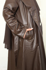 Load image into Gallery viewer, Deep Brown Leather Trench Coat
