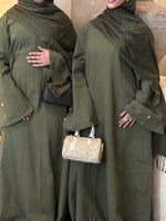 Load image into Gallery viewer, Cotton Abaya - Khaki Green
