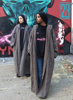 Load image into Gallery viewer, Hooded Blended Brown Abaya Coat
