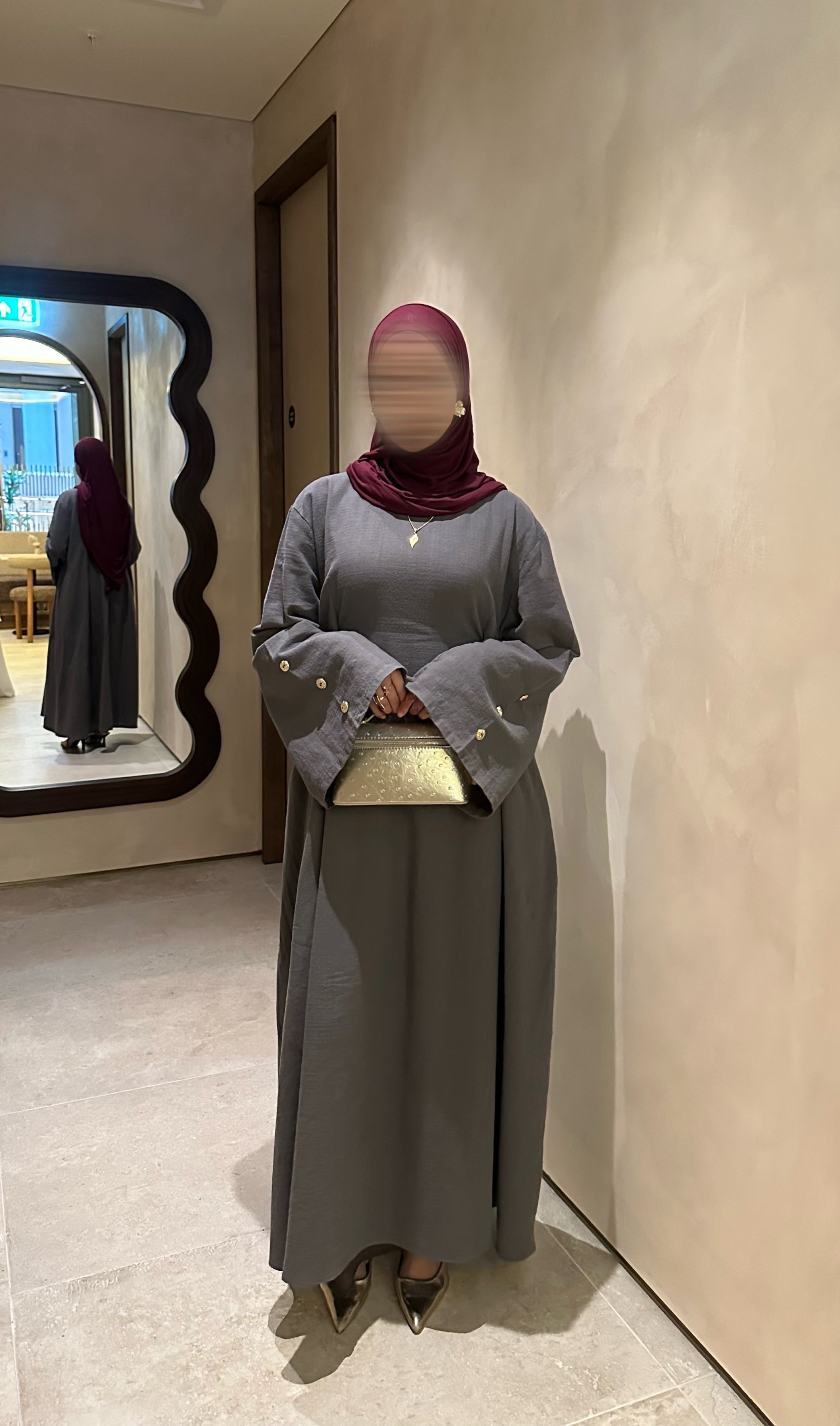 Cotton Abaya - Grey