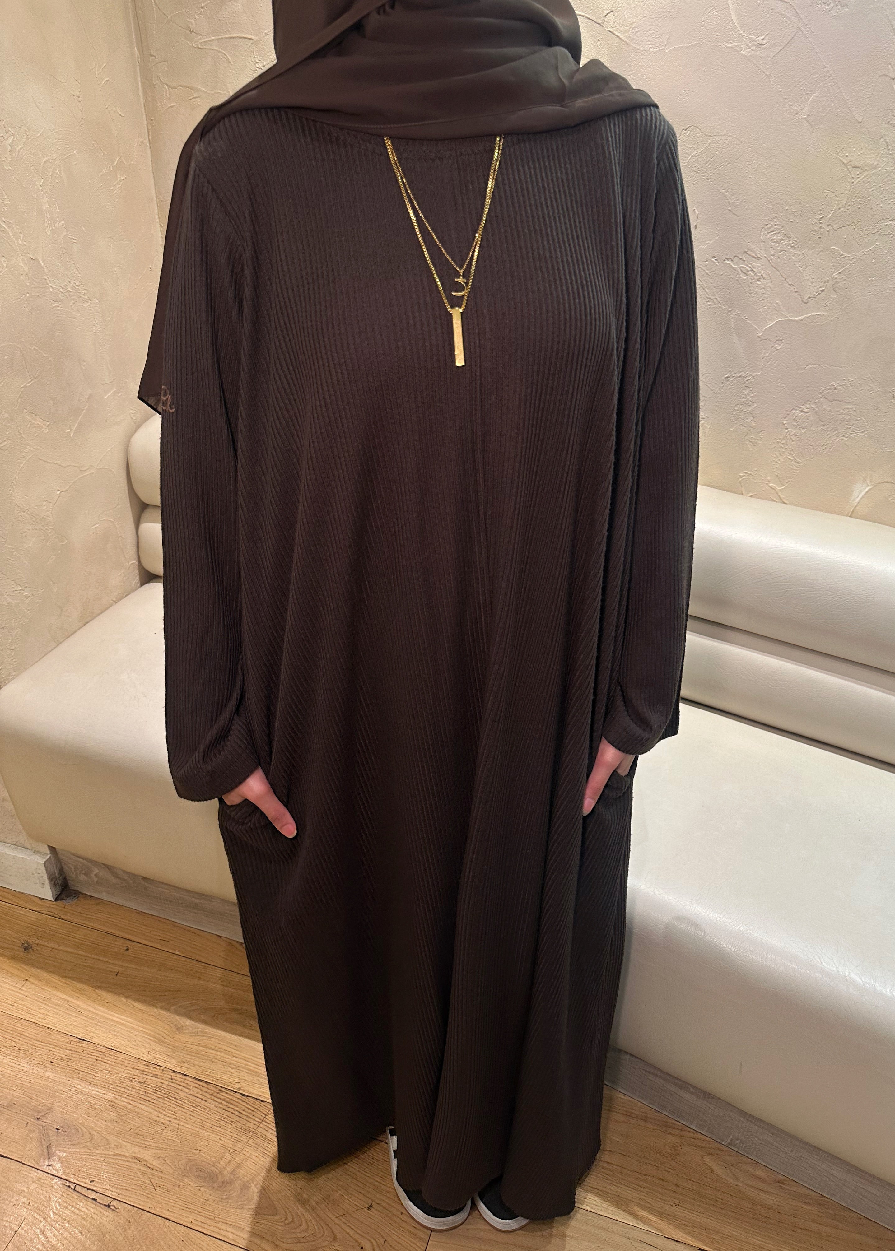 Ribbed dress - Brown