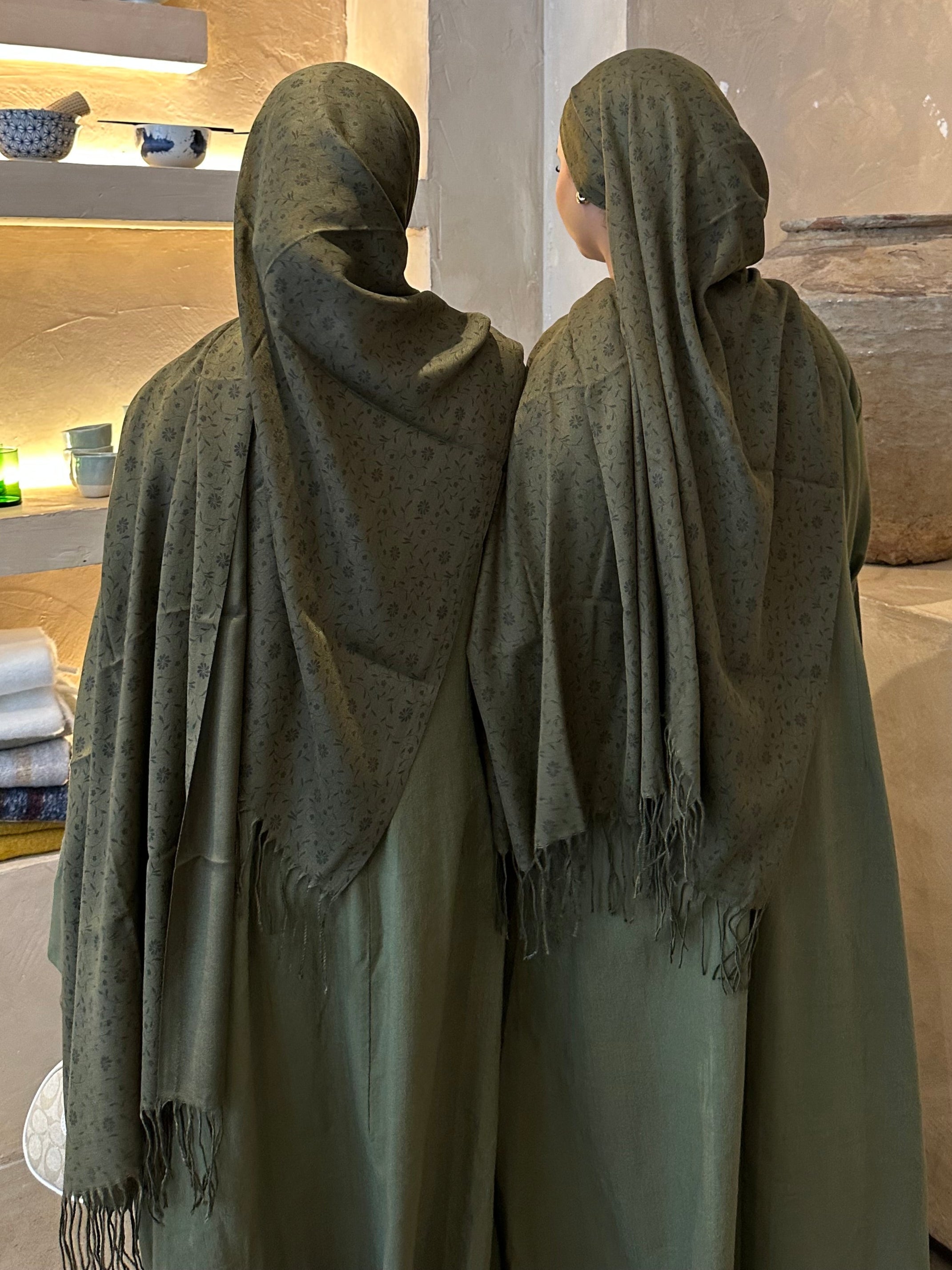 Printed Hijab- Khaki Green