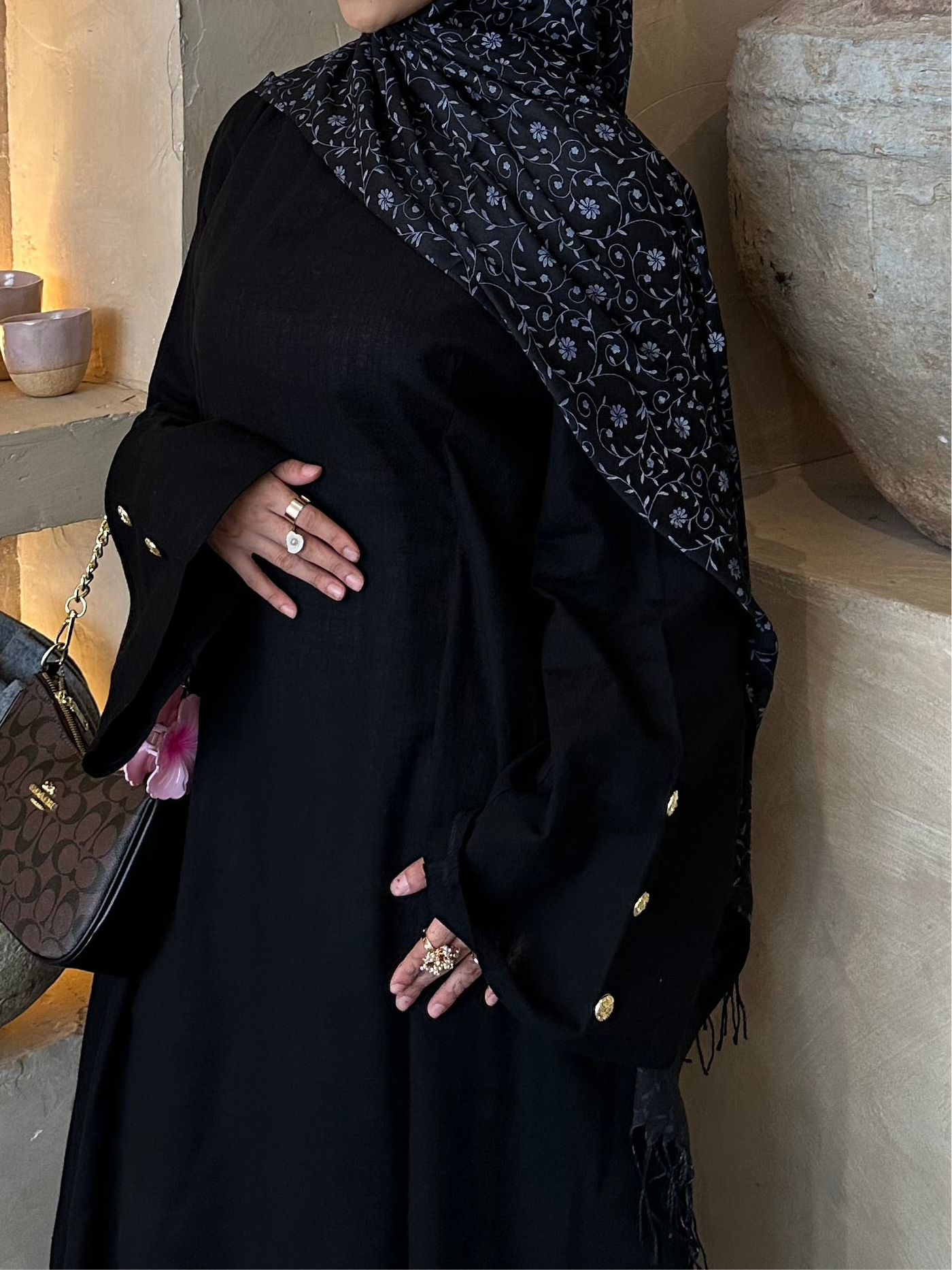 Printed Hijab- Black