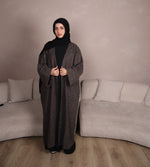 Load image into Gallery viewer, Blended Grey Open Abaya coat
