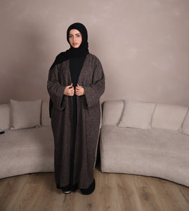 Blended Grey Open Abaya coat